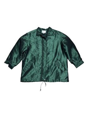 ELAN Vintage 90s Jacket Shiny Green Retro Winter Glam Parka Coat Womens 1X